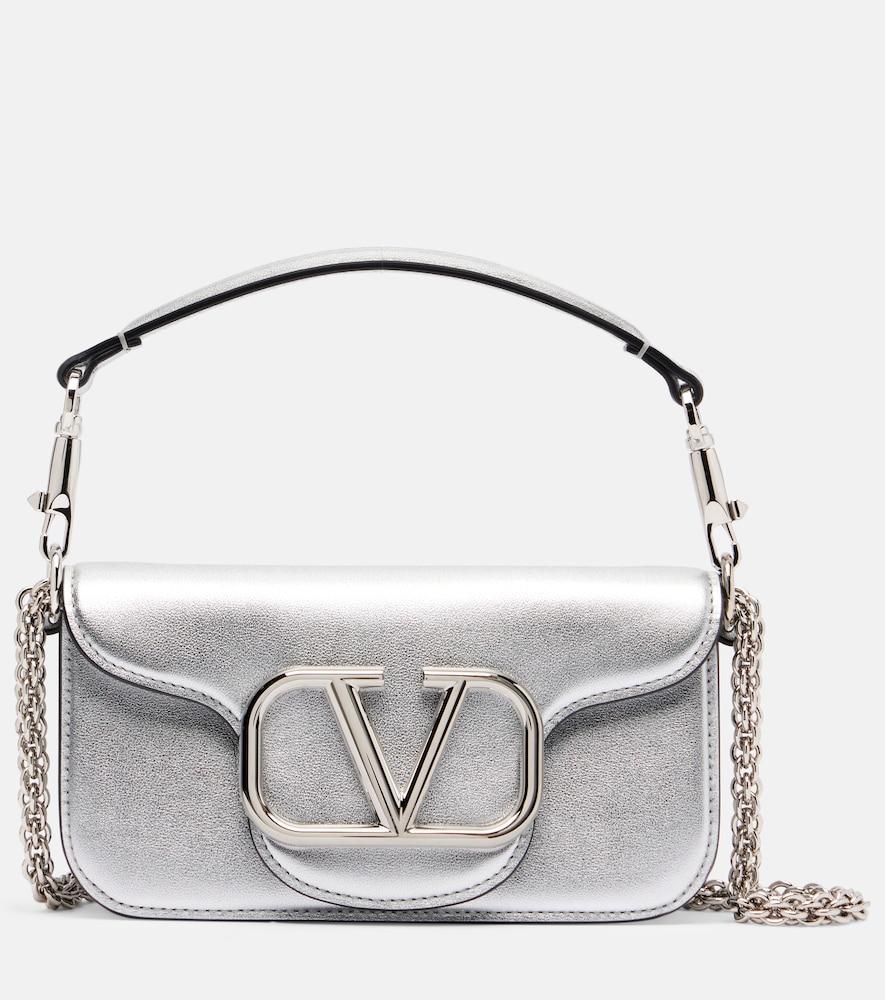 valentino garavani locò small metallic leather shoulder bag