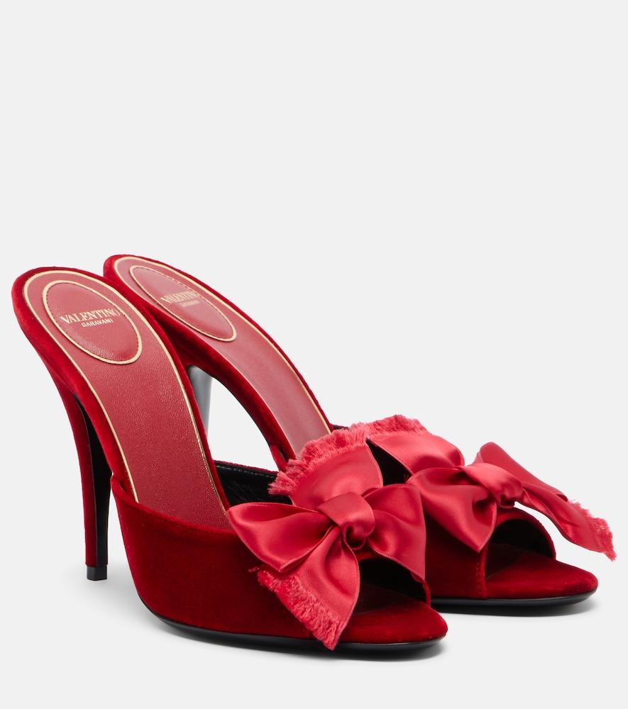 valentino garavani marie a bow-detail velvet mules