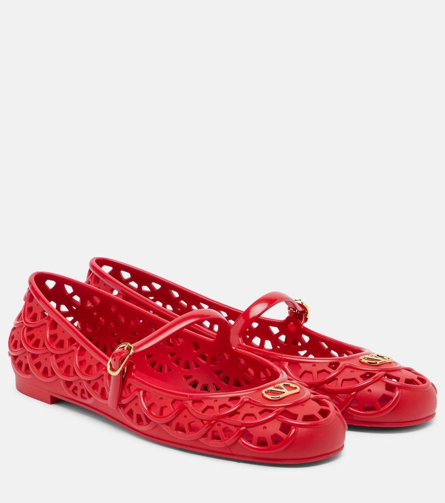 valentino garavani ondette vlogo scalloped mary jane flats