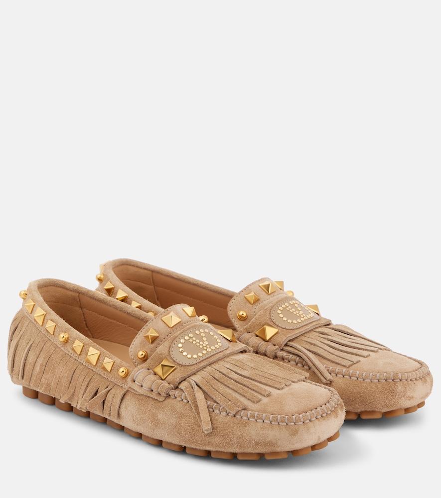 valentino garavani plaster caster vlogo suede driving shoes