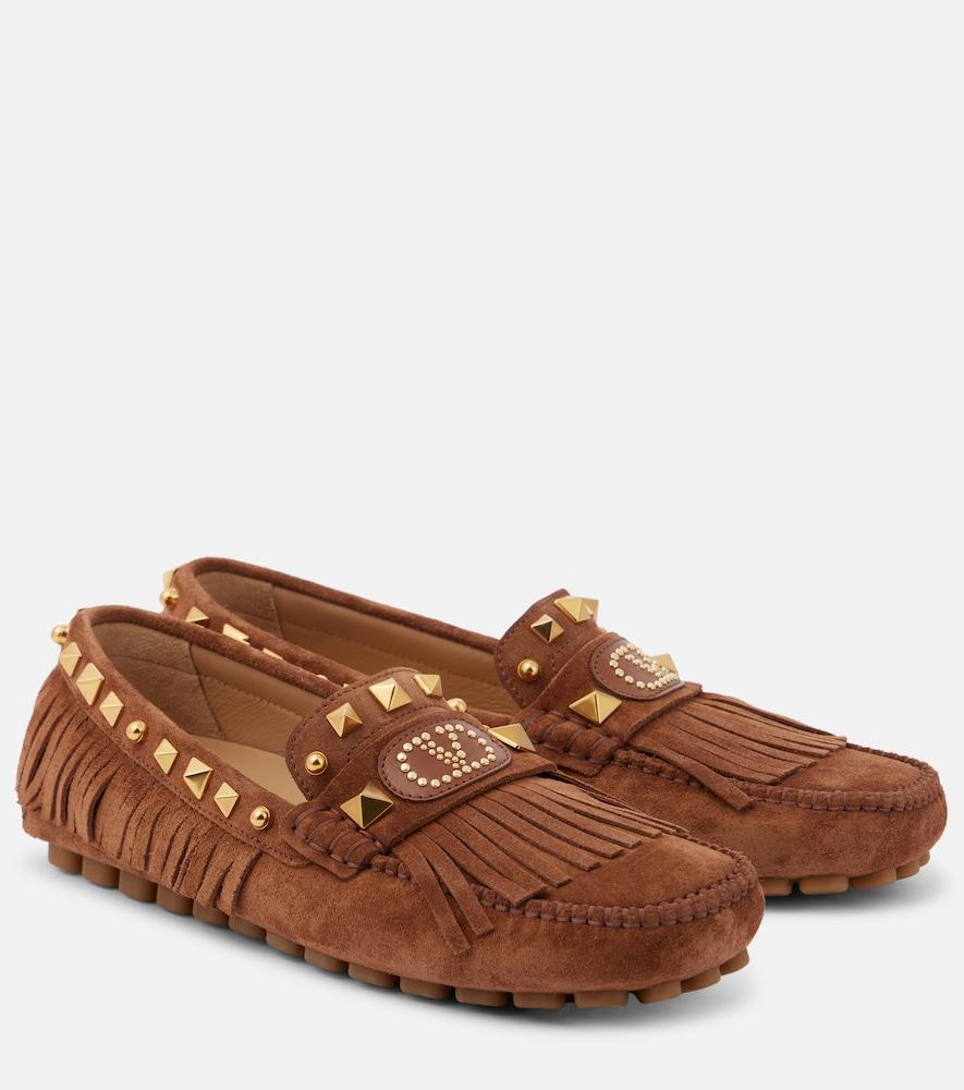valentino garavani plaster caster vlogo suede driving shoes