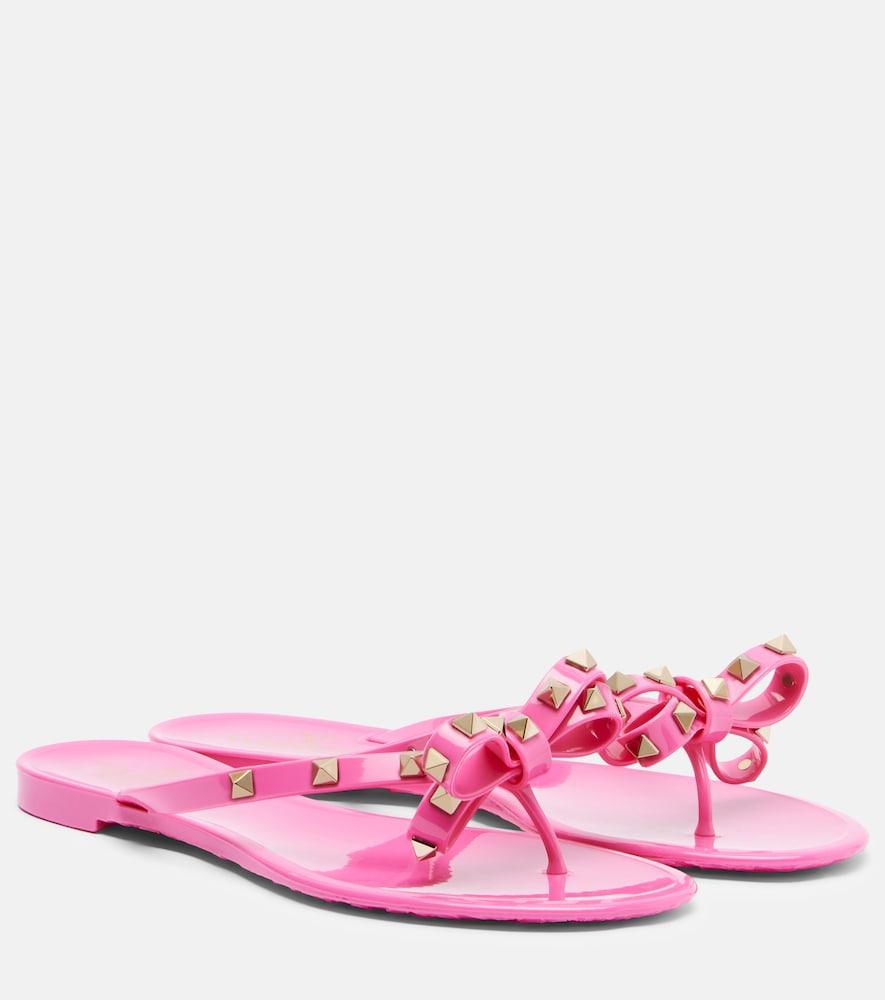 valentino garavani rockstud bow-detail thong sandals