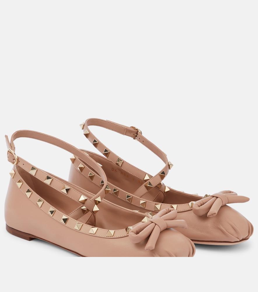valentino garavani rockstud leather ballet flats