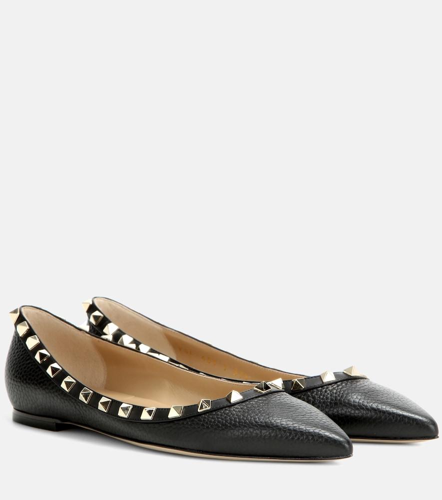 valentino garavani rockstud leather ballet flats