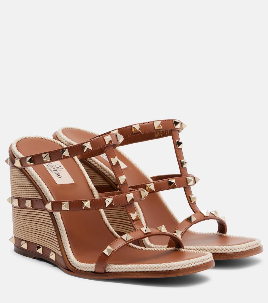 valentino garavani rockstud leather espadrille sandals