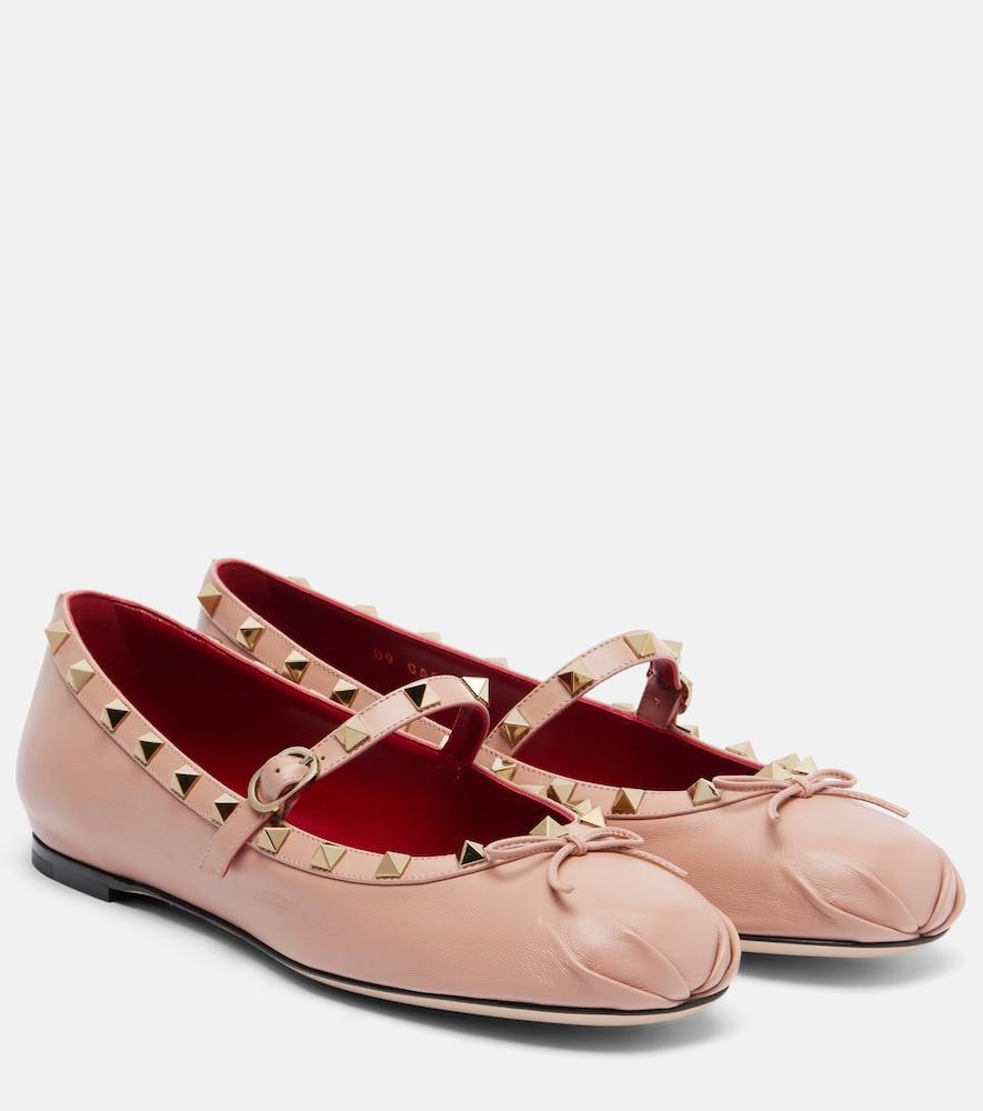 valentino garavani rockstud leather mary jane flats