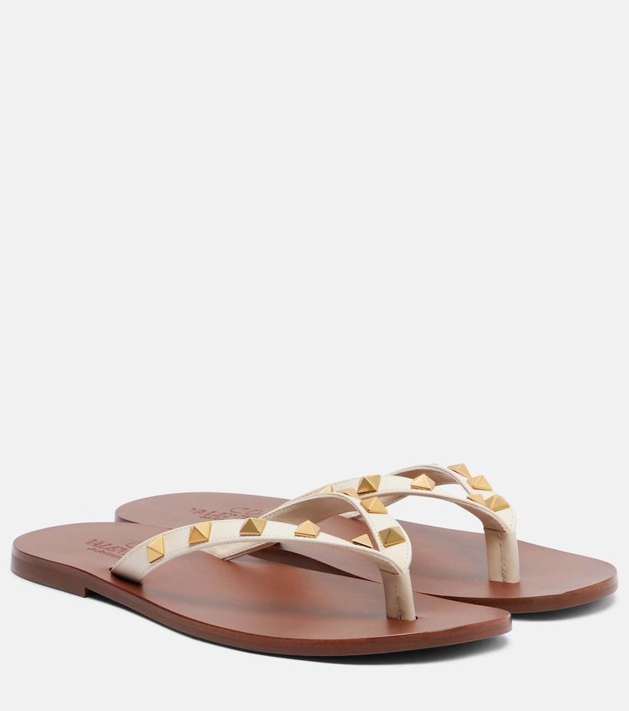 valentino garavani rockstud leather thong sandals