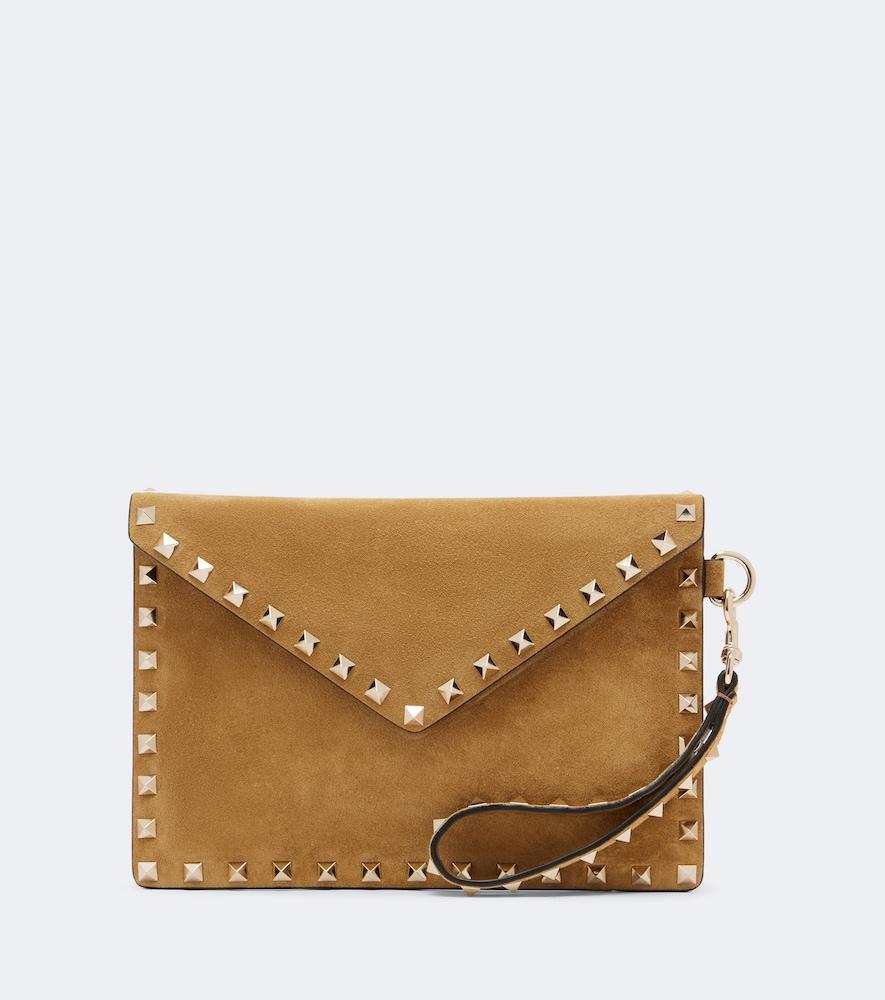 valentino garavani rockstud medium suede pouch