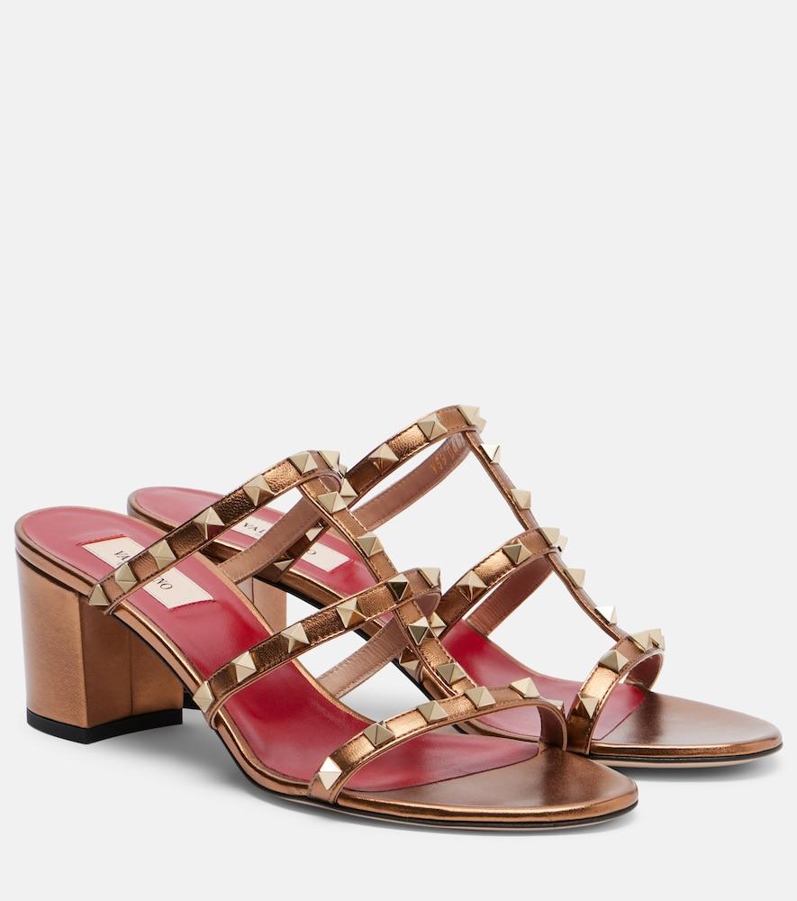valentino garavani rockstud metallic leather mules