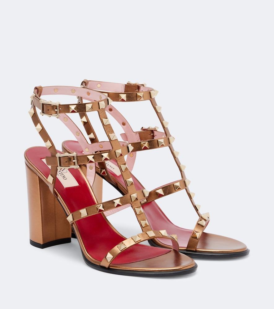 valentino garavani rockstud metallic leather sandals