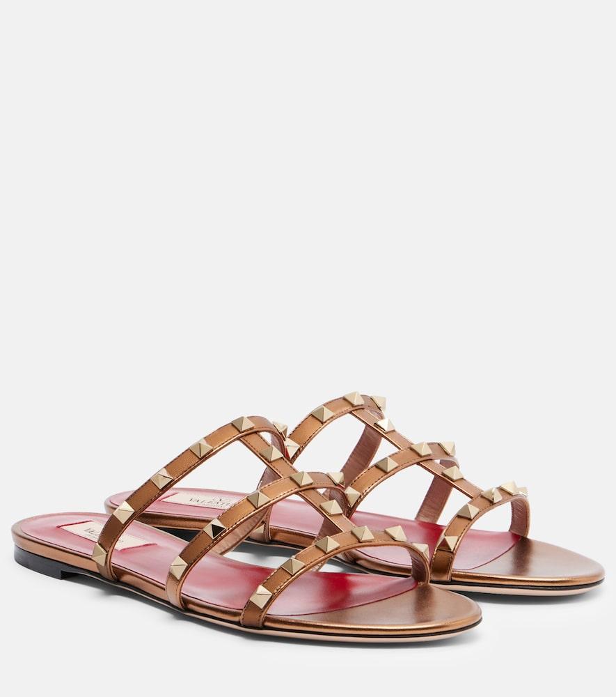valentino garavani rockstud metallic leather sandals