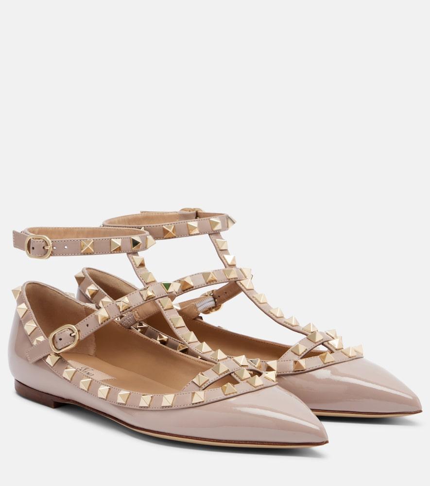 valentino garavani rockstud patent leather ballet flats