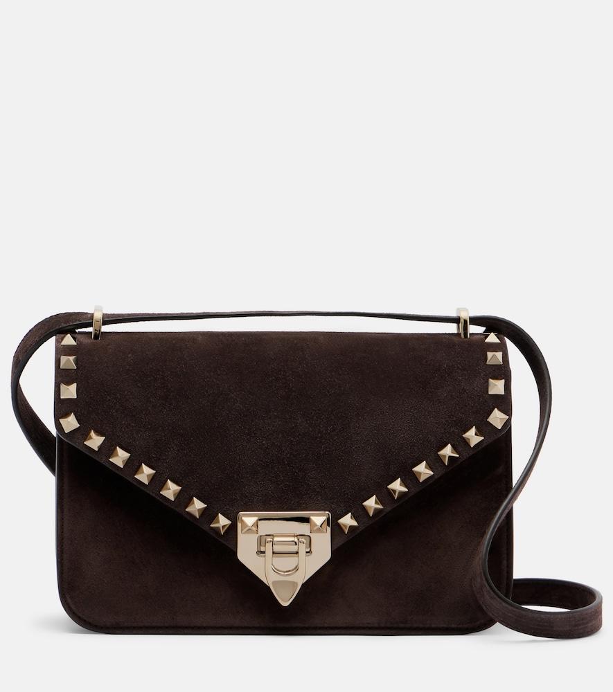 valentino garavani rockstud small suede crossbody bag