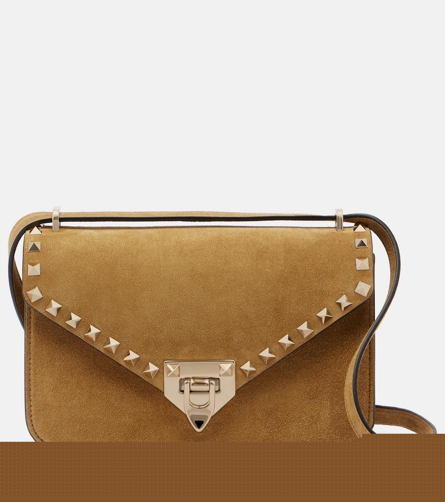 valentino garavani rockstud small suede shoulder bag