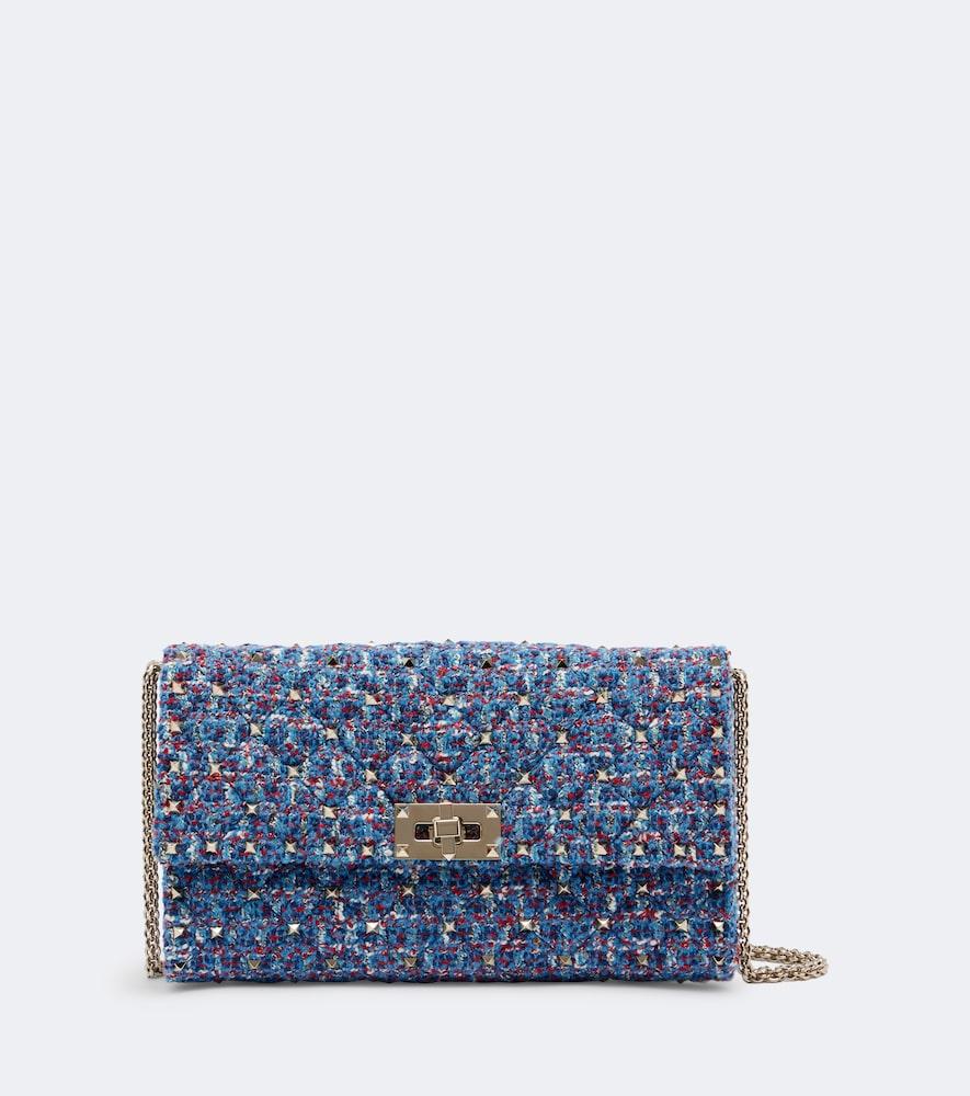 valentino garavani rockstud spike tweed shoulder bag