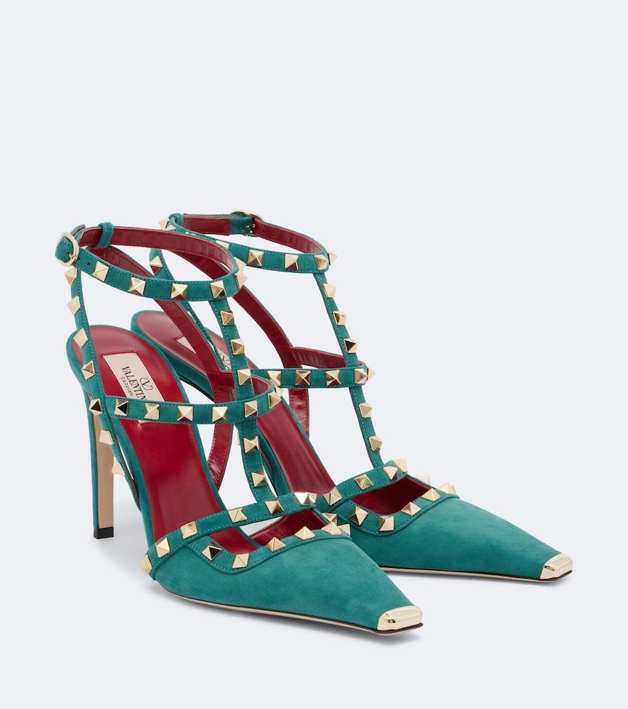 valentino garavani rockstud suede slingback pumps