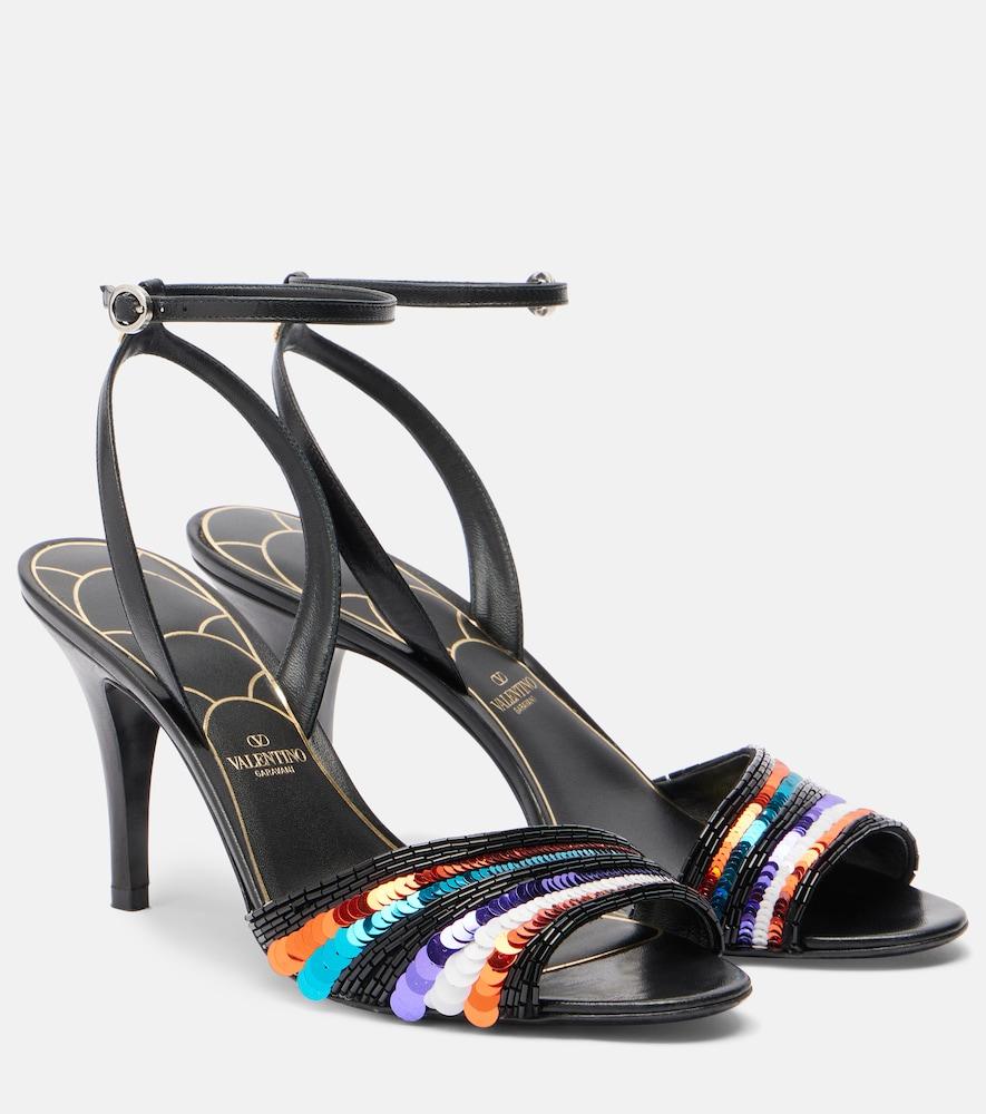 valentino garavani sequined leather sandals