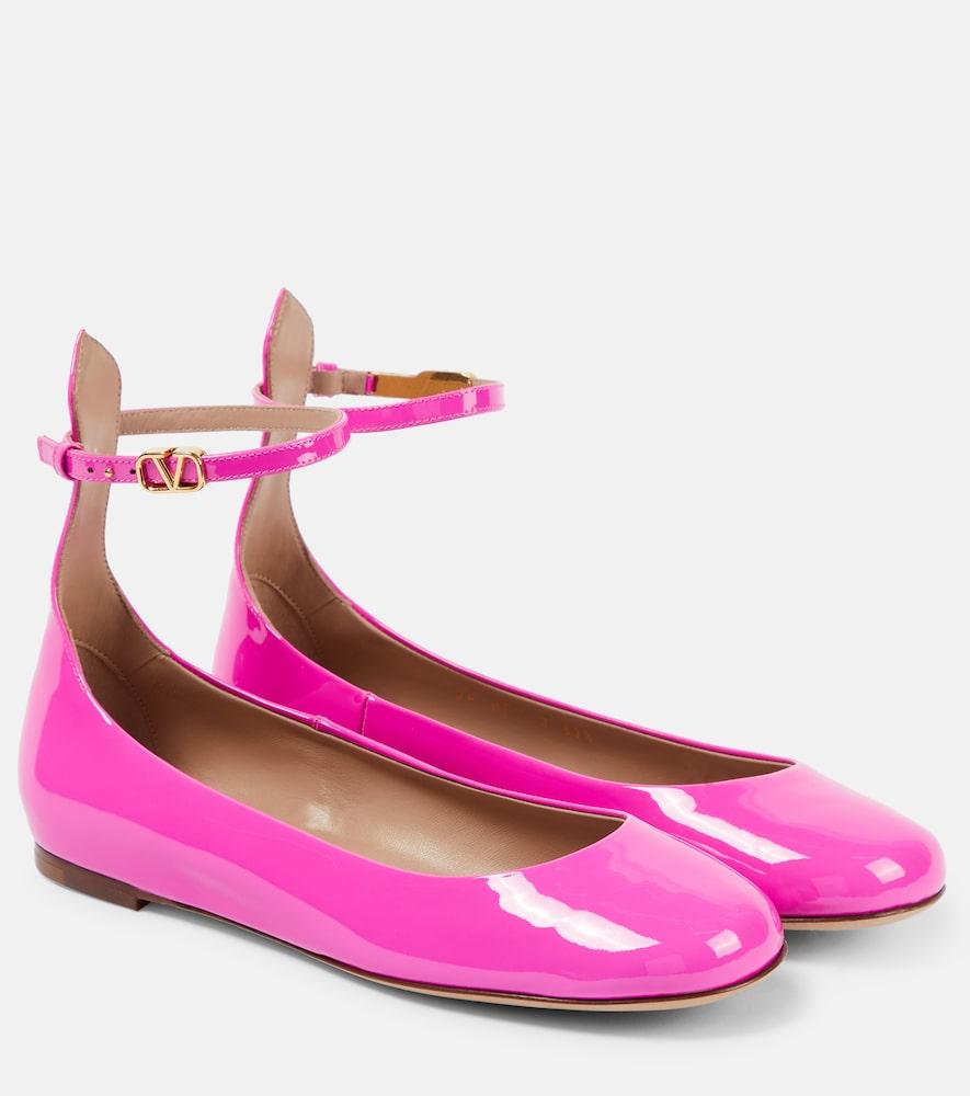 valentino garavani tan-go patent leather ballet flats