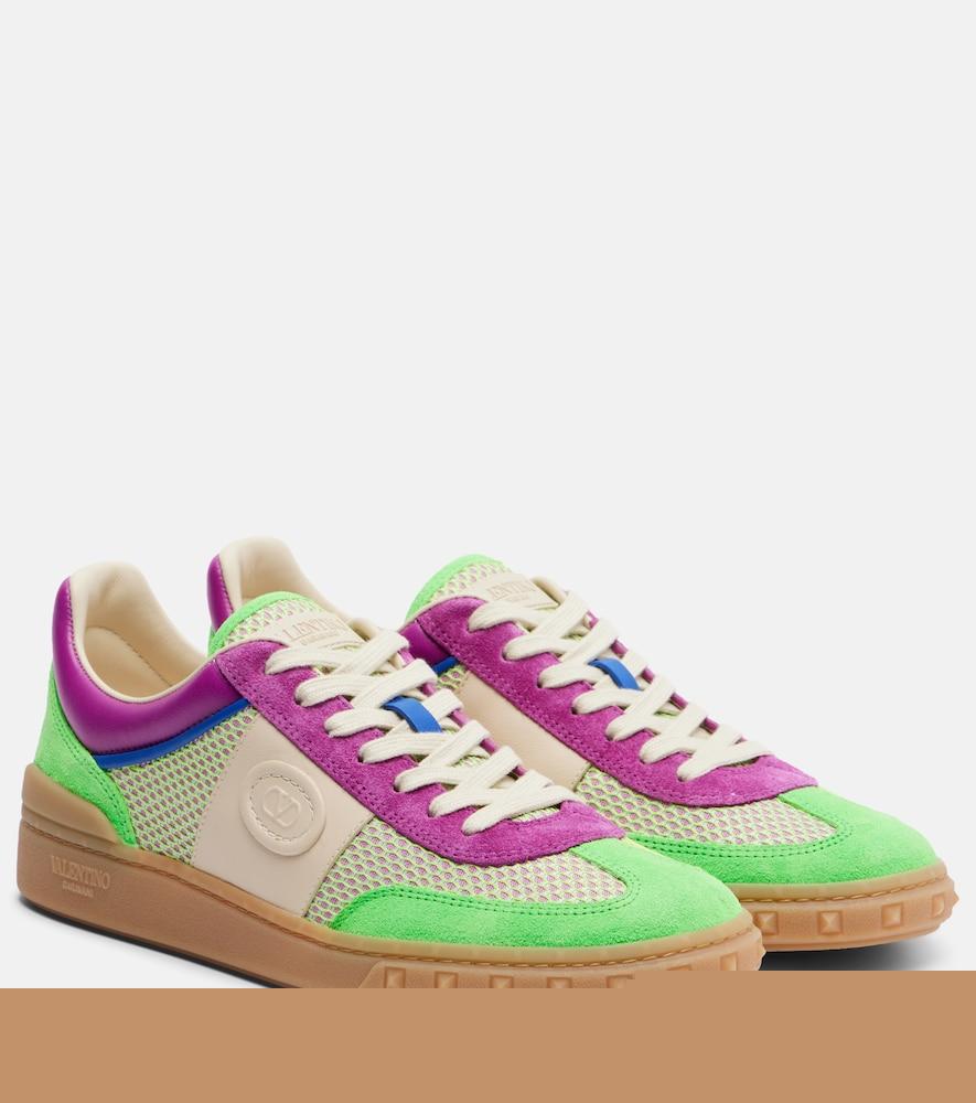 valentino garavani upvillage leather-trimmed sneakers