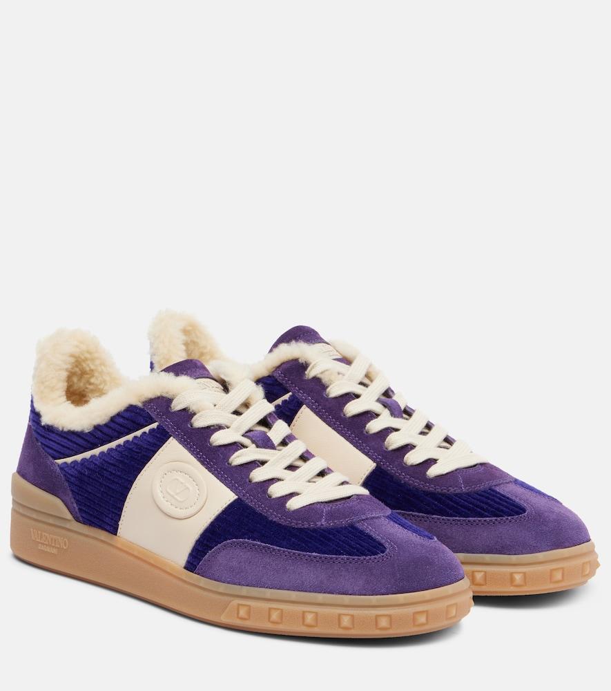 valentino garavani upvillage suede and corduroy sneakers