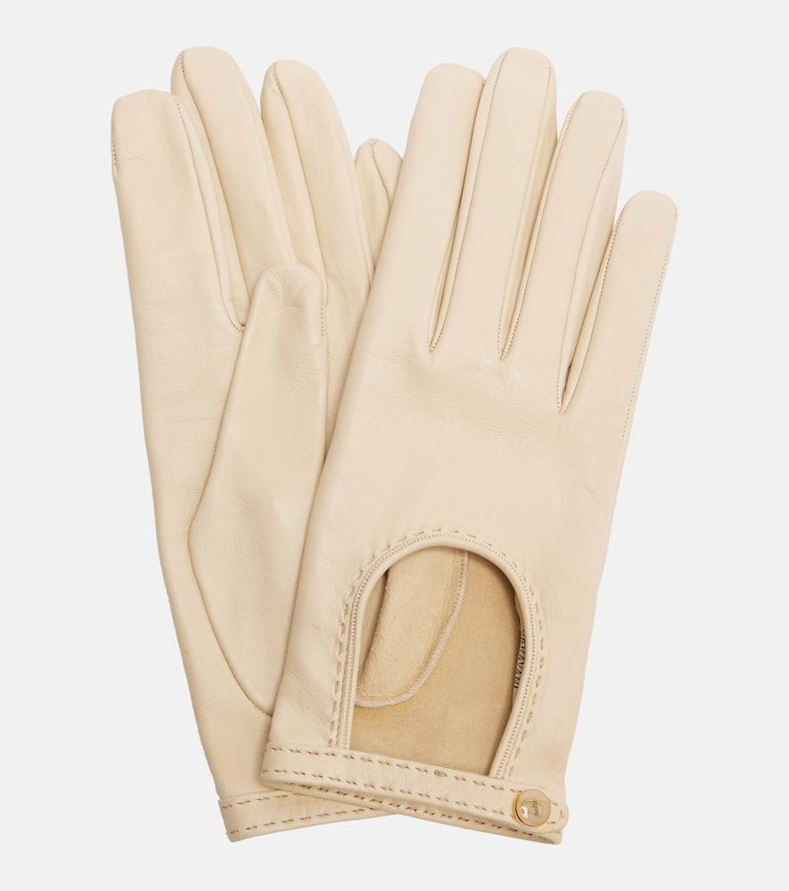 valentino garavani vlogo cutout leather gloves