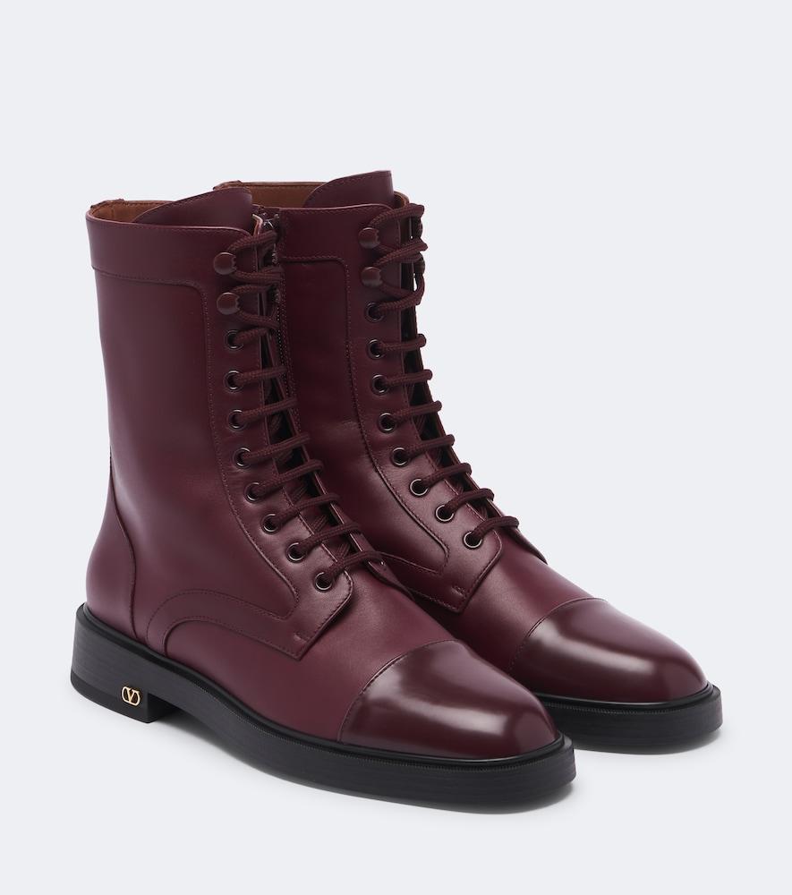 valentino garavani vlogo lace-up leather combat boots