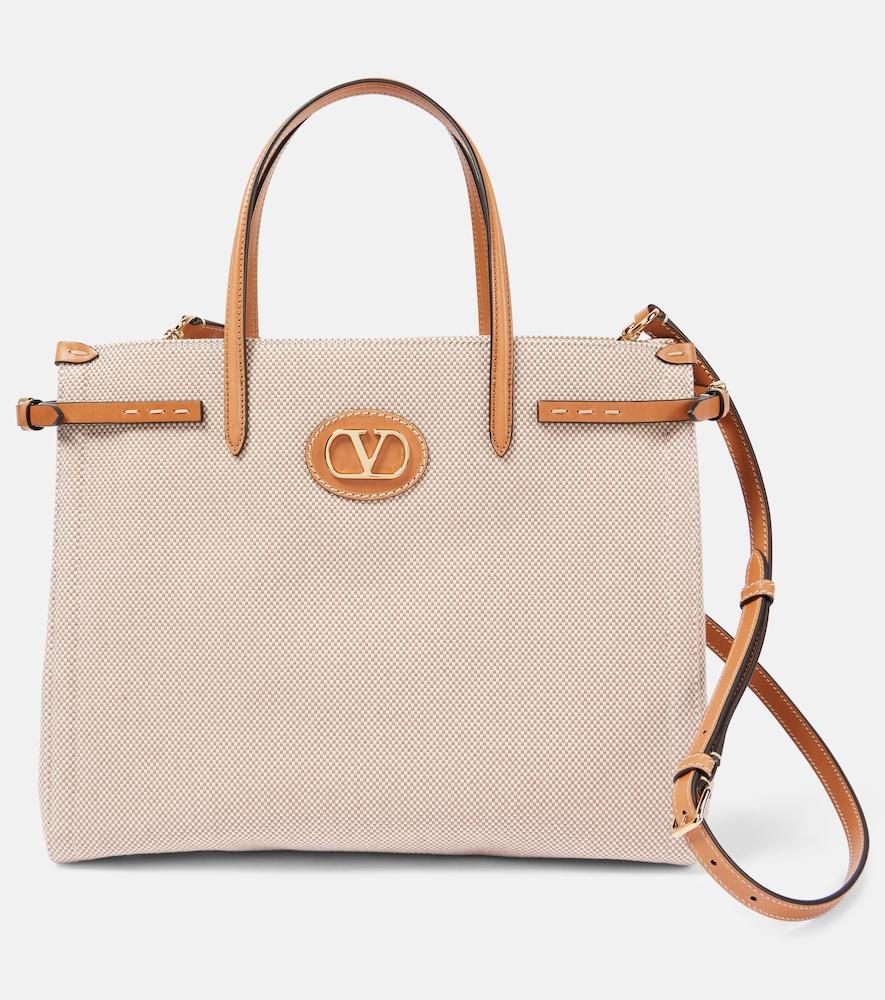 valentino garavani vlogo large leather-trimmed shoulder bag