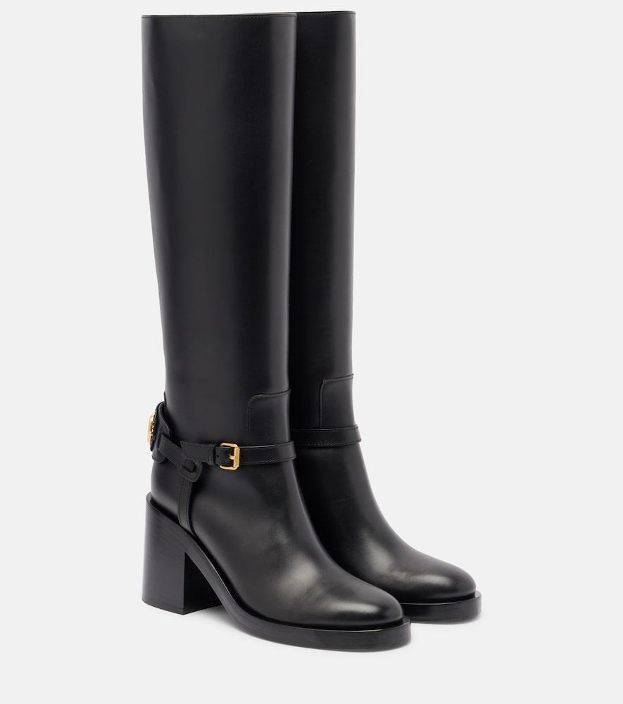 valentino garavani vlogo leather knee-high boots