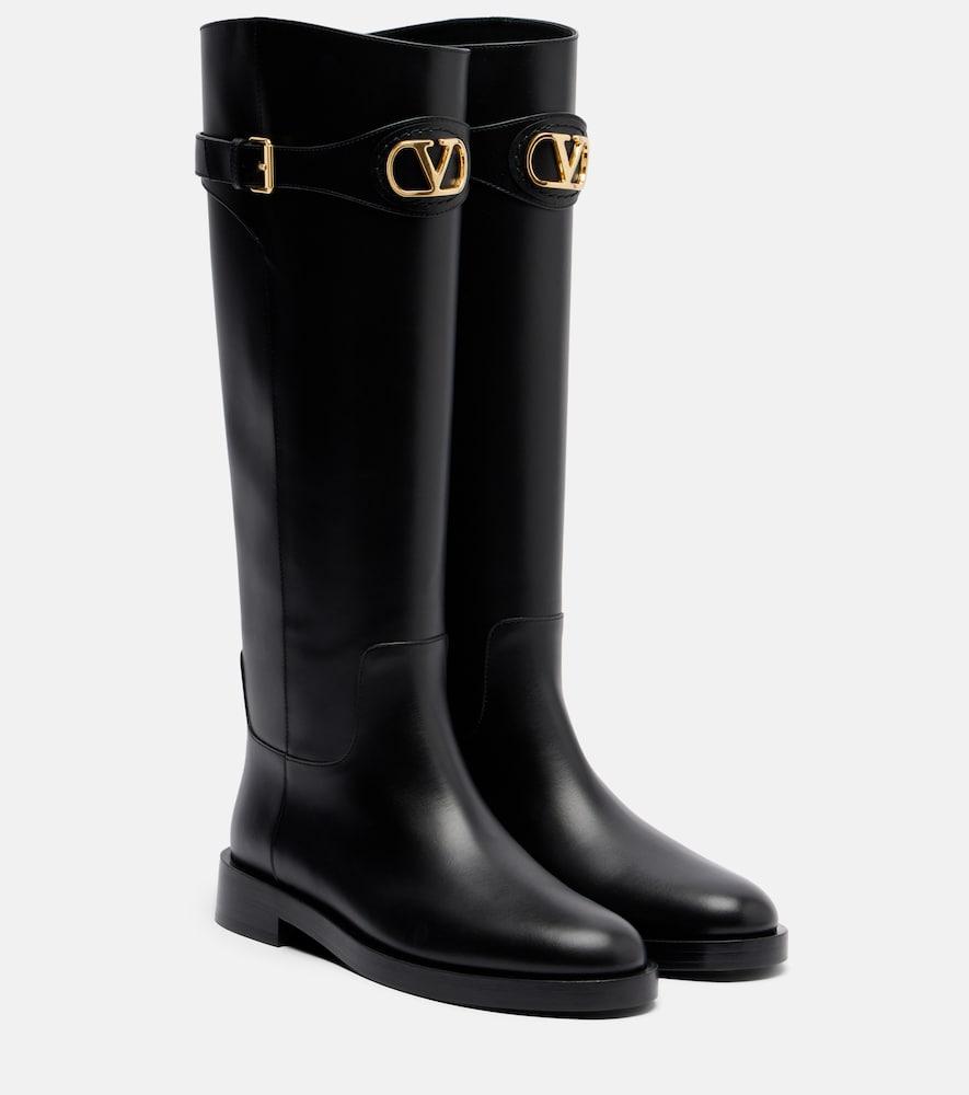 valentino garavani vlogo leather knee-high boots