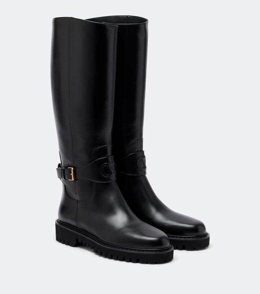 valentino garavani vlogo leather knee-high boots