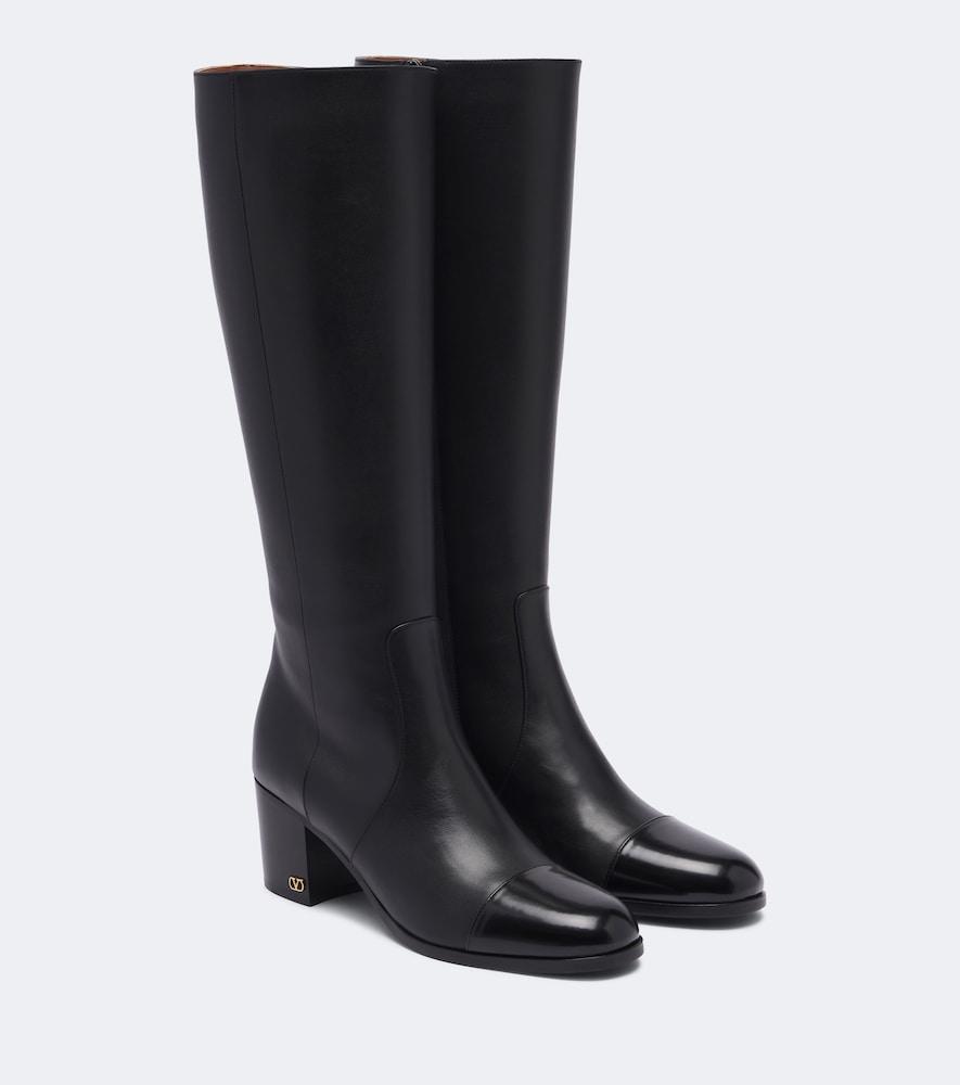 valentino garavani vlogo leather knee-high boots