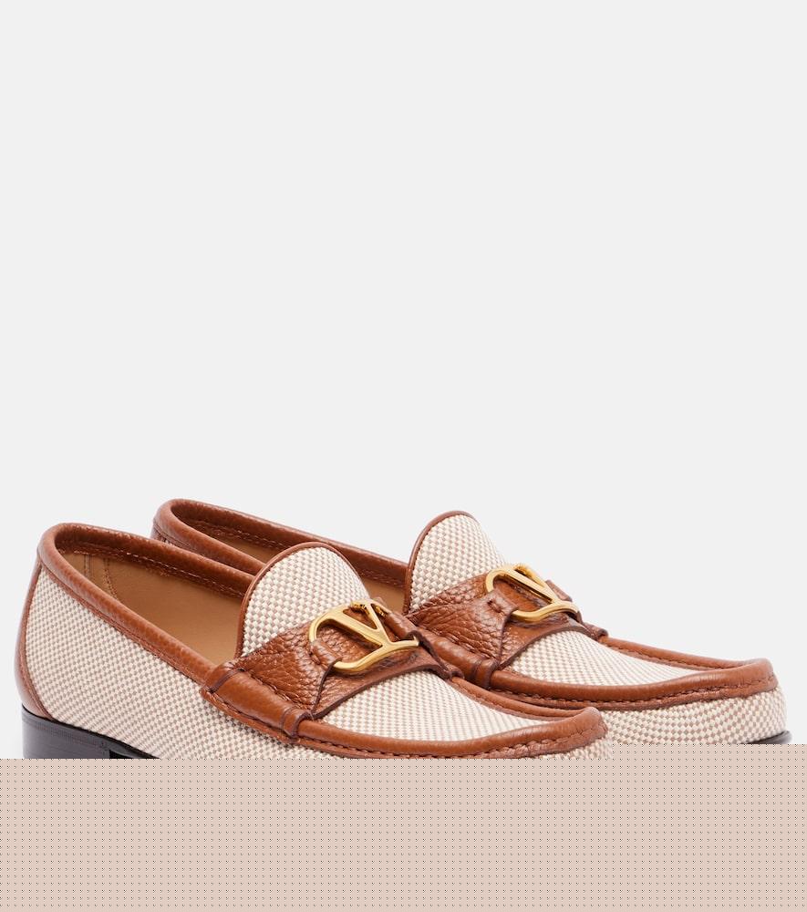 valentino garavani vlogo leather-trimmed canvas loafers
