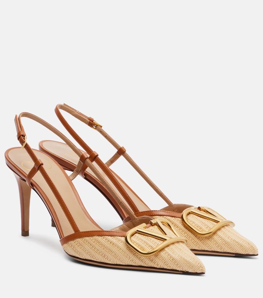 valentino garavani vlogo leather-trimmed slingback pumps