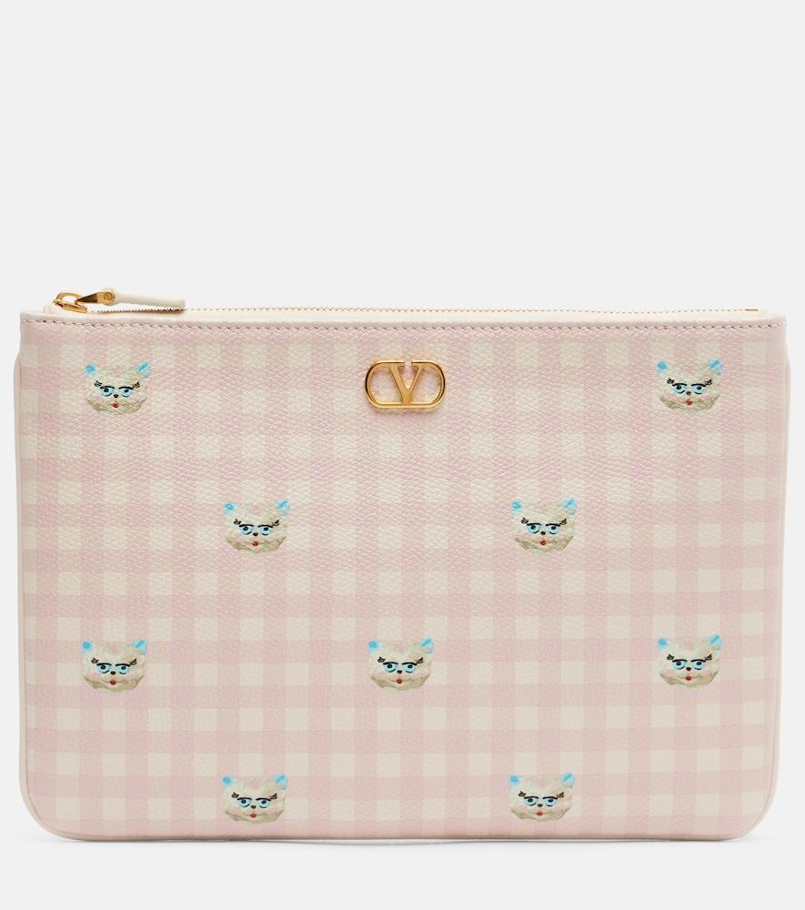 valentino garavani vlogo medium printed leather pouch