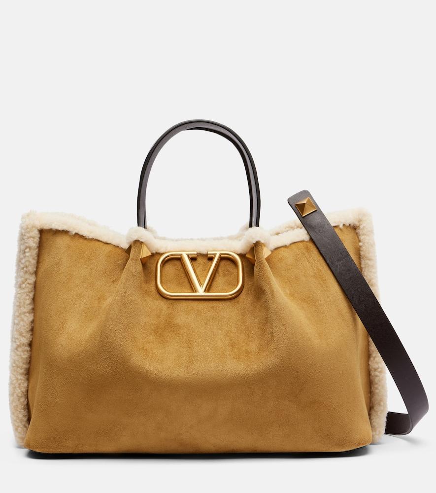 valentino garavani vlogo medium suede tote bag