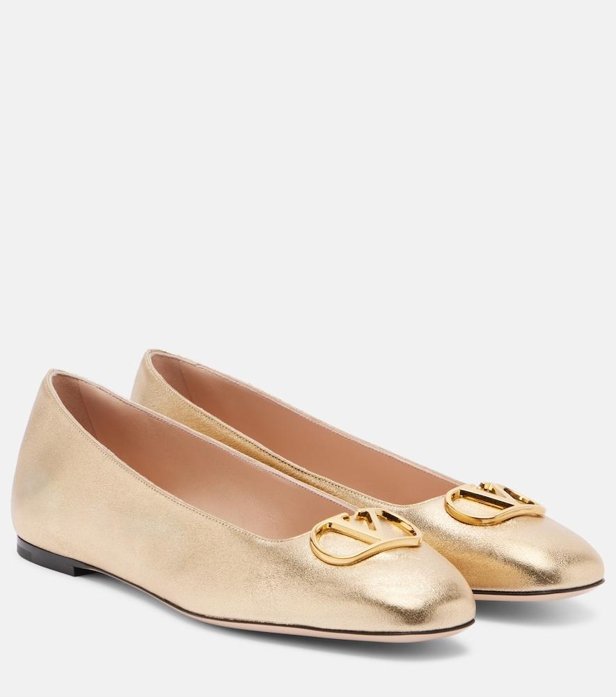 valentino garavani vlogo metallic leather ballet flats
