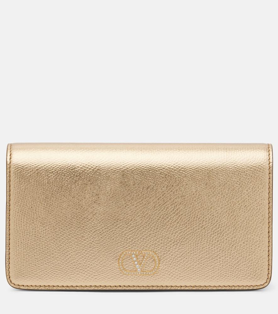 valentino garavani vlogo mini metallic leather clutch