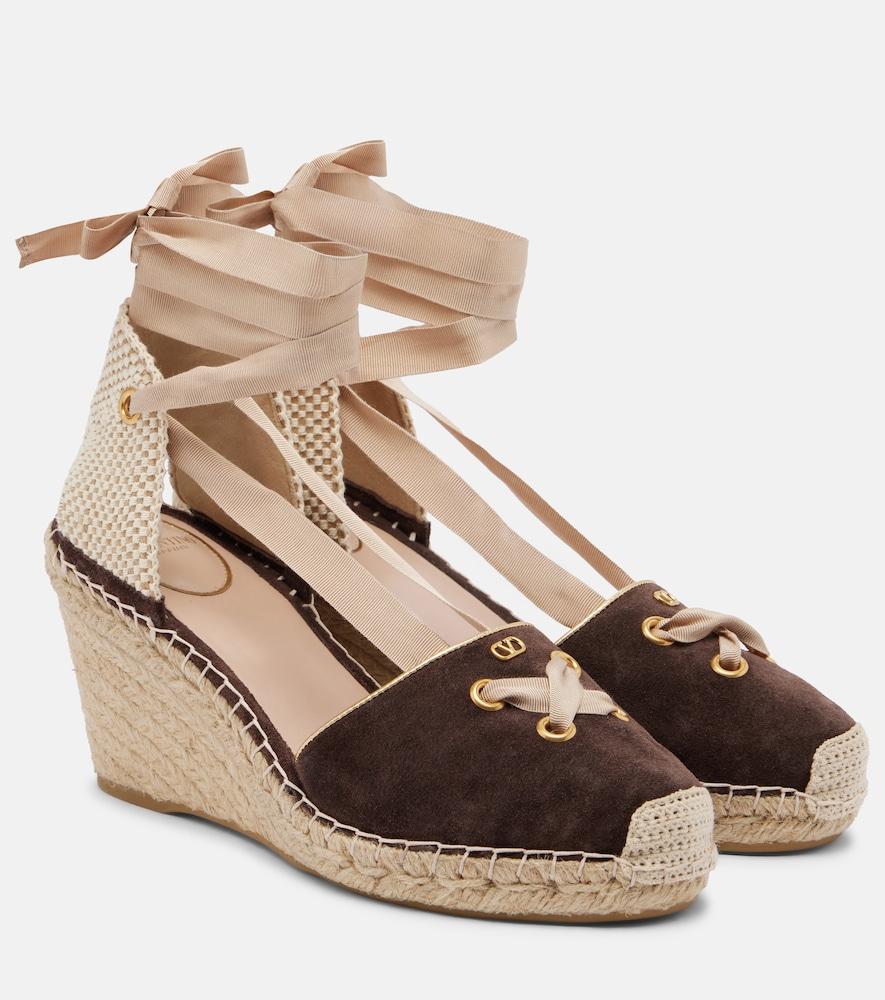 valentino garavani vlogo suede espadrille wedges