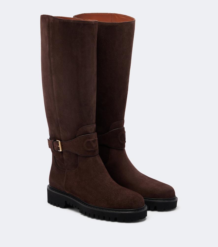 valentino garavani vlogo suede knee-high boots