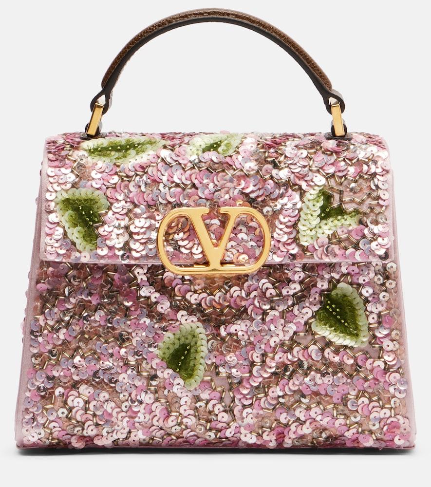 valentino garavani vsling mini sequined top-handle bag
