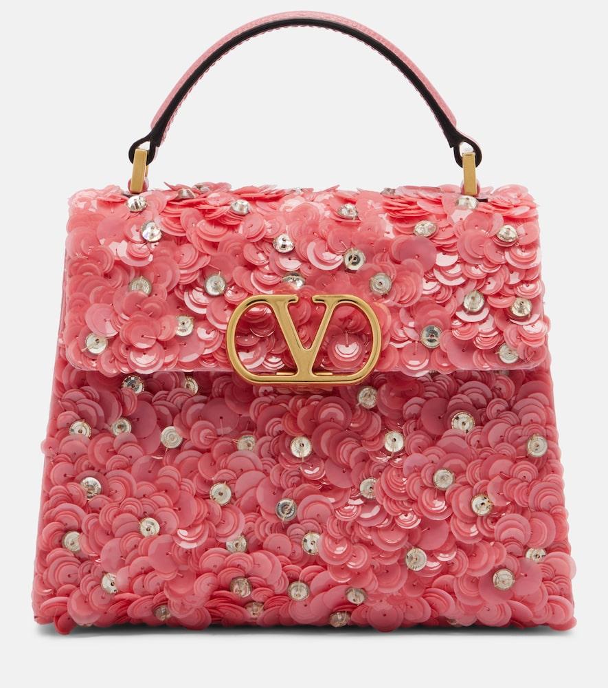 valentino garavani vsling mini sequined top-handle bag