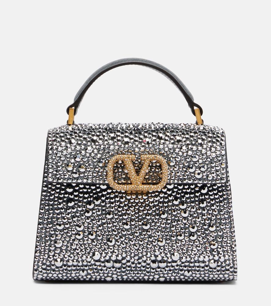 valentino garavani vsling small embellished suede tote bag