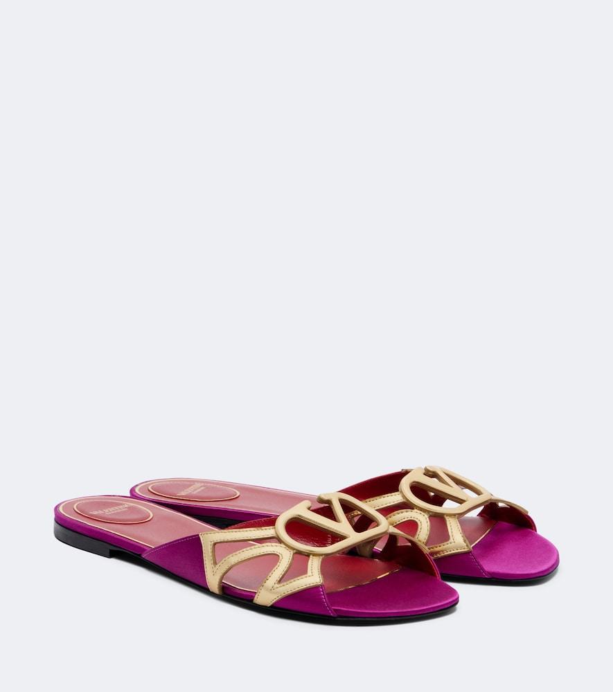 valentino garavani wonderweb satin and leather slides