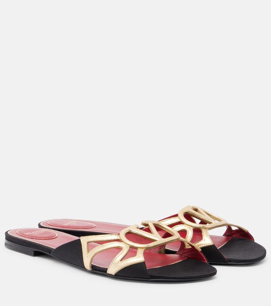 valentino garavani wonderweb vlogo metallic leather slides