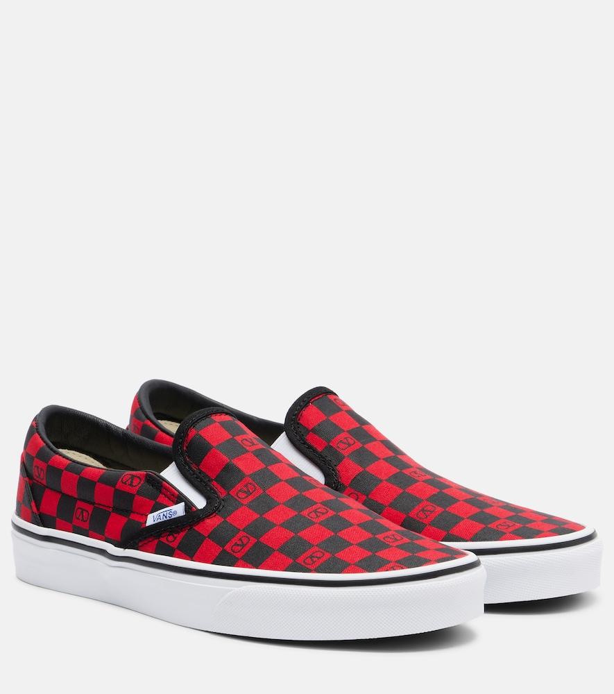 valentino garavani x vans vlogo checked canvas slip-on sneakers