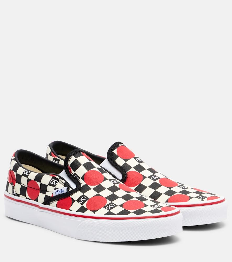 valentino garavani x vans vlogo checked canvas slip-on sneakers
