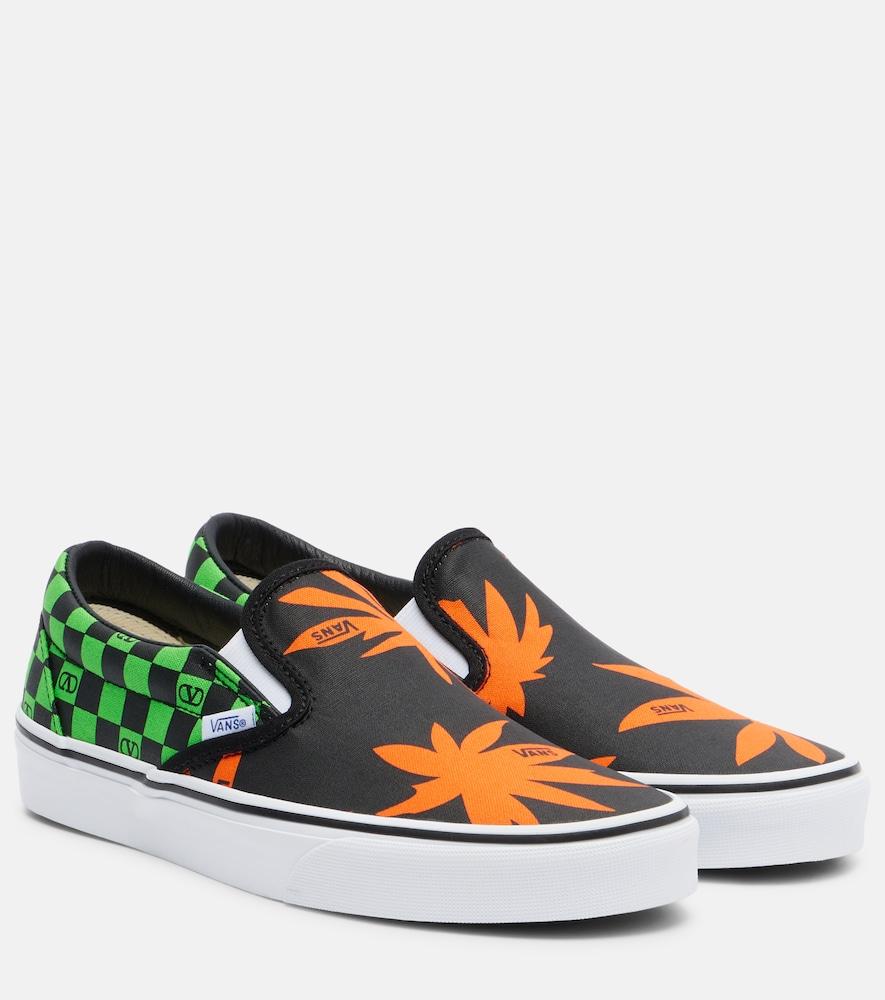 valentino garavani x vans vlogo printed canvas slip-on sneakers