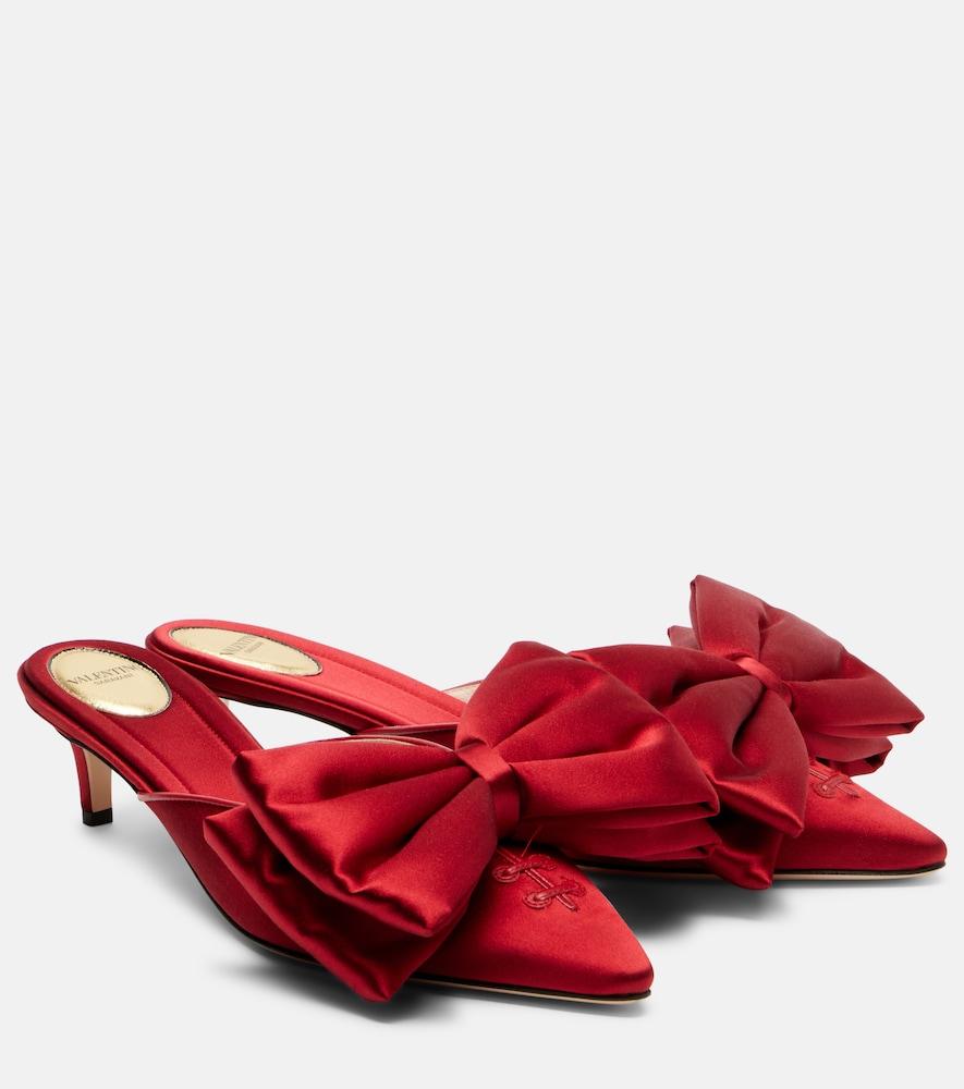 valentino garavani yolande 45 bow-detail satin mules