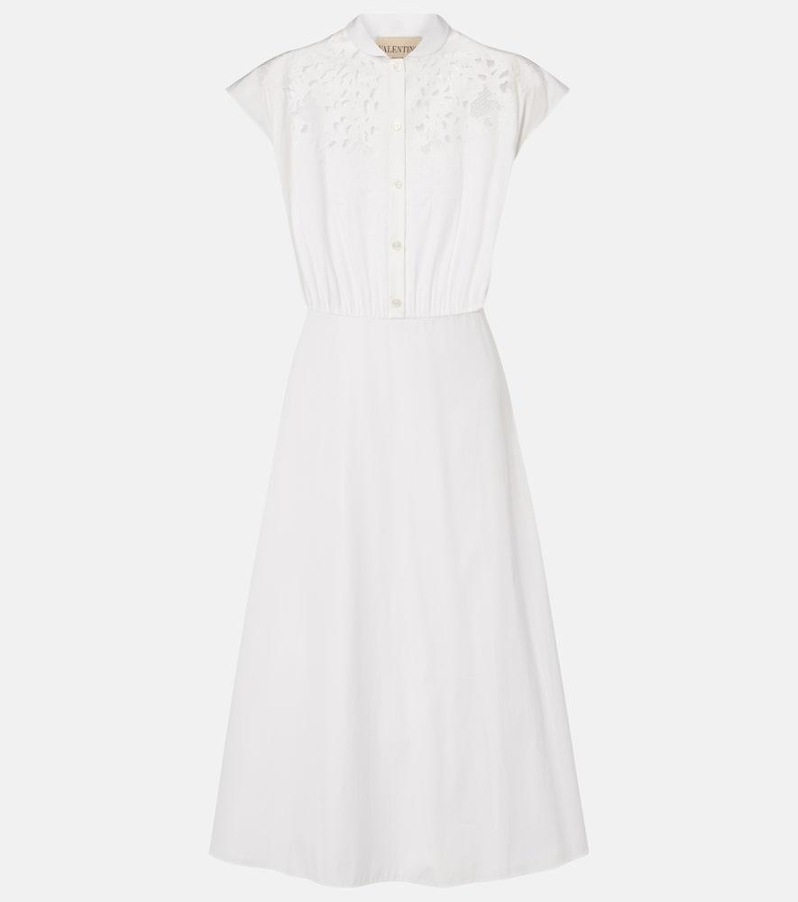 valentino guipure lace-trimmed cotton midi dress