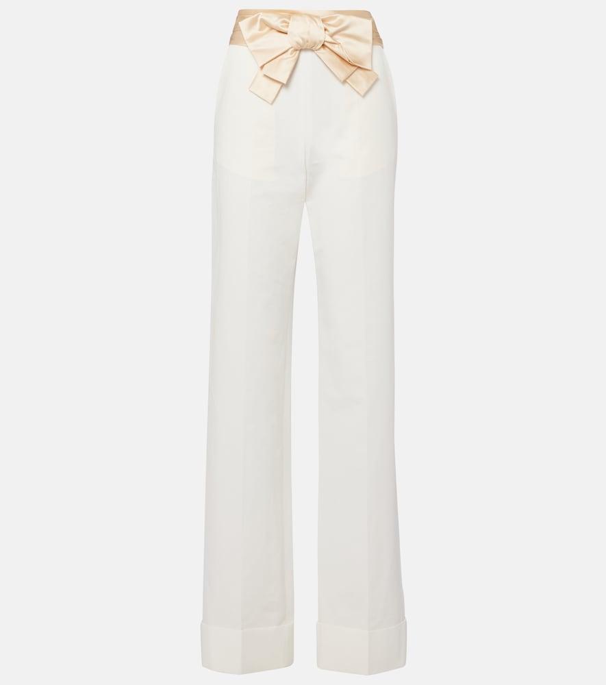 valentino high-rise cotton and linen straight pants